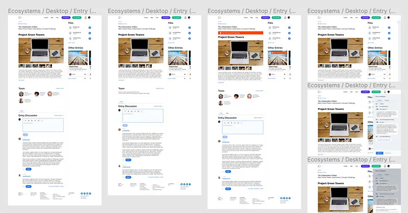 various full screens and pages in Figma